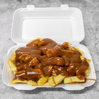 Regular Chips And Gravy in Andys Golden Fry Johnstone