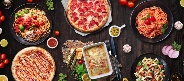 Sizzling pizza and kebab