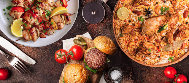 Teg kebabs and biryani